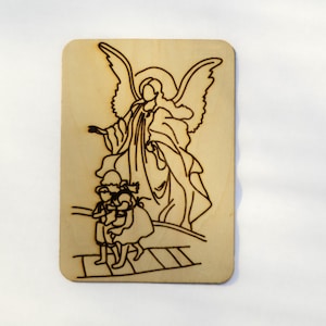 "Gebetskarte ""Schutzengel"" aus Holz."