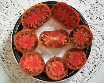 Heirloom Tomato- CHOCOLATE STRIPES- 75 day bi-color striped Indeterminate- 25 seeds