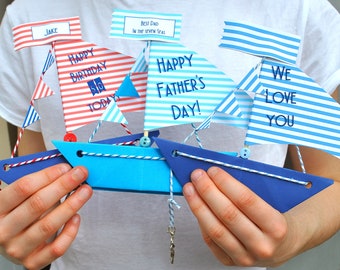 Personalised Unique Sail Boat Fathers Day Card