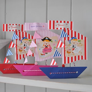 Birthday Sailboat Card: Mermaid and Pirates Design - Personalised Name & Age