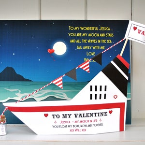 Personalised Valentine's Day Cruise Ship Card & Message Print