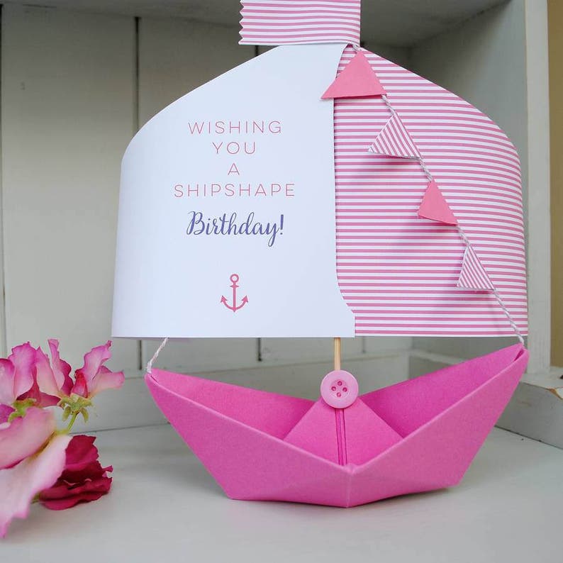 Birthday Card Paper Boat Boat Card Nautical Card - Etsy
