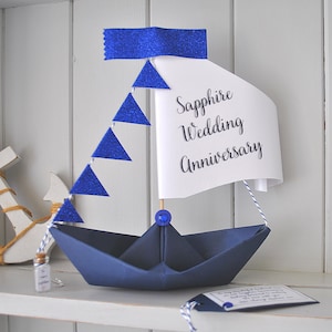 Personalized 45th Sapphire Anniversary Nautical Sailboat Card - Unique Keepsake Gift for Couples
