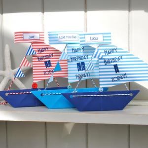 Personalised Age Birthday Sail Boat Greetings Card