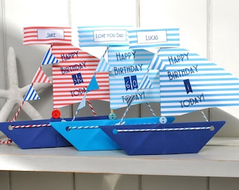 Personalised Age Birthday Sail Boat Greetings Card