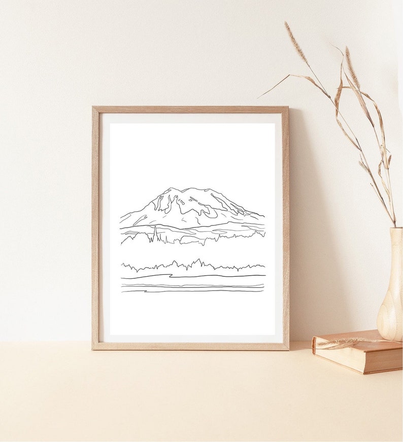 Mount Rainier National Park Line Art Road Trip Line Drawing - Etsy