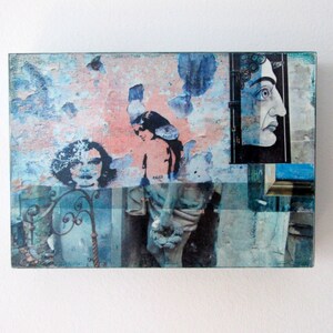 Collage Photo Transfer of Graffiti and Cemeteries in Prague on Wood Artist Studio Board OOAK
