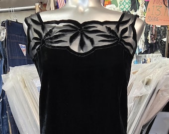 Vintage Velvet GOTHIC 1960&#39;s MCM Little Black Dress by &quot;MATINÉE of Canada&quot; - size Medium