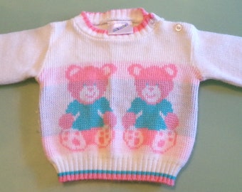 Vintage 1980s ADORABLE child's pullover sweater by "CHILDWISE" size zero to 6 months