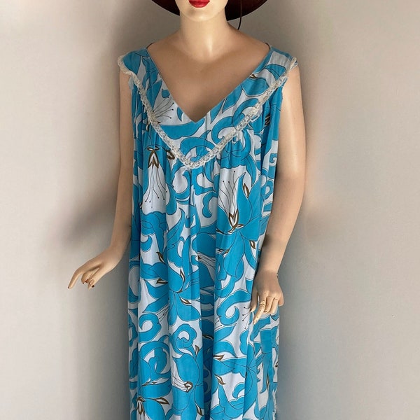 SUPER COOL 1970s Home Sewn Maxi Dress - MuMu size Medium to Large
