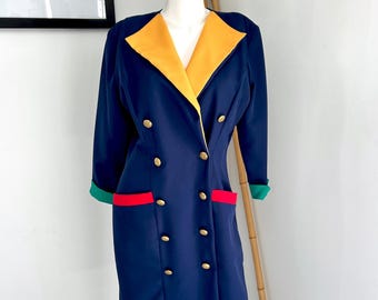 FRESH retro COLOR BLOCK-jurk uit de jaren 80 van Leslie Belle in maat Medium