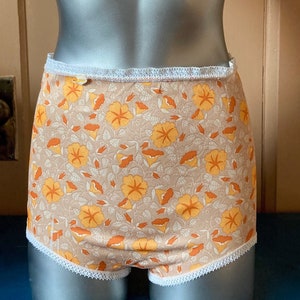 Organic Underwear, High Waisted Womens Panties, Mid-rise, Poppies