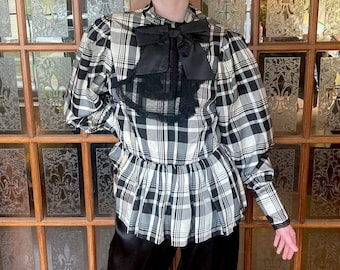 SCHITTERENDE Vintage jaren 80 2-delige set TAFFETA & SATIJNEN - New Wave ee-rockabilly maat medium
