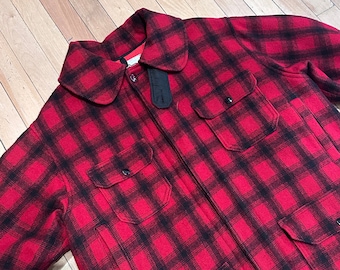 AWESOME Vintage WOOLRICH Red PLAID Hunting Jacket, Size 44"