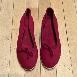 Piękne VINTAGE DEADSTOCK BORDOWE baleriny rozmiar 7