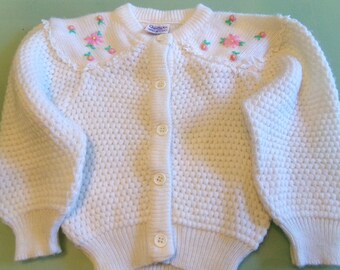 pull cardigan ADORABLE pour enfant vintage des années 1980 par « QUILTEX » taille 3