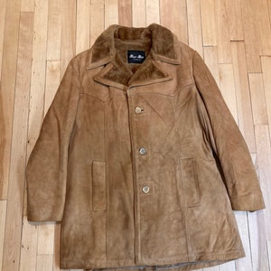 Veste en daim beige classique des années 1970 élégante et vintage par « MAC-Mor » taille Large
