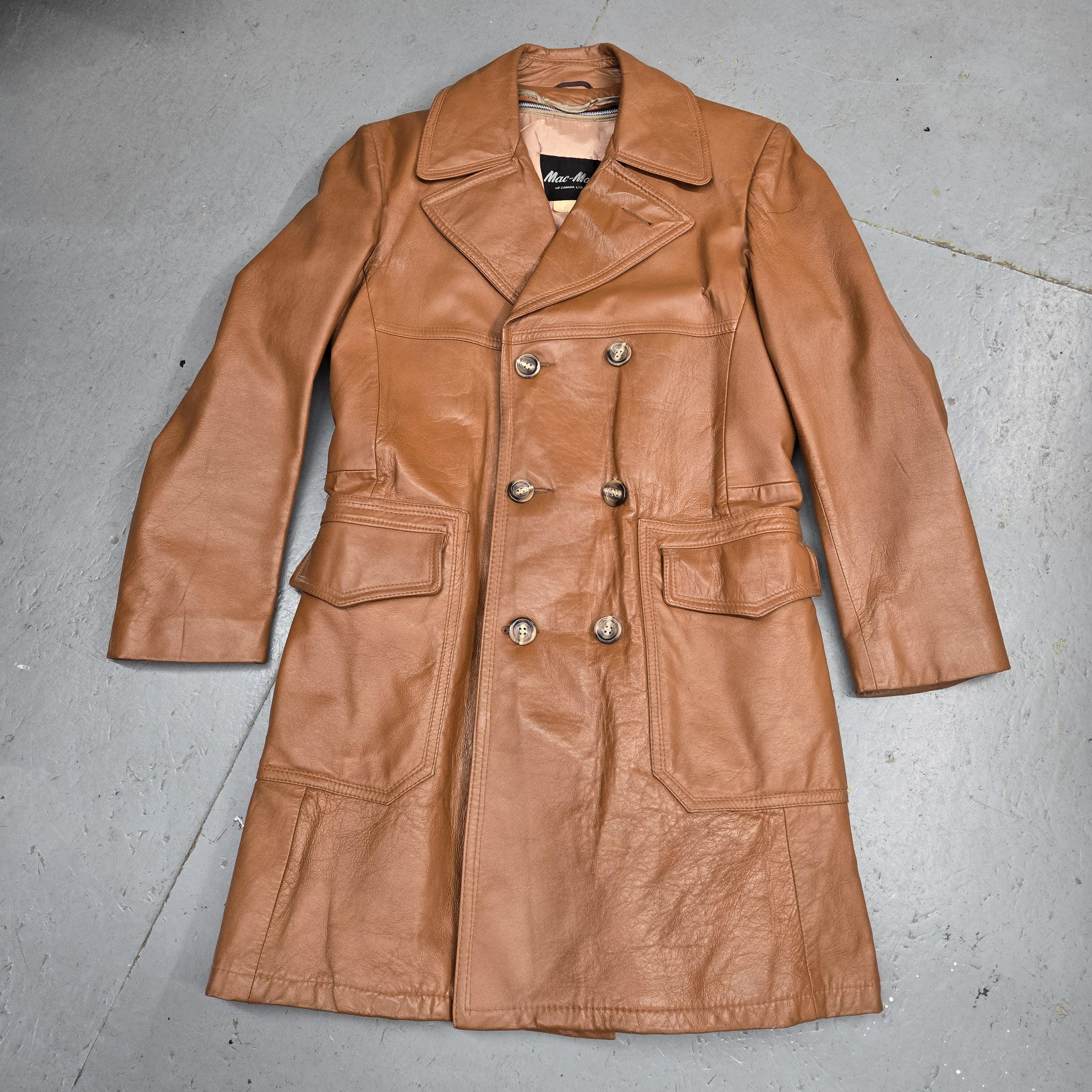 Fantastic Mac-mor of Canada VINTAGE 70s Camel Lined LEATHER JACKET