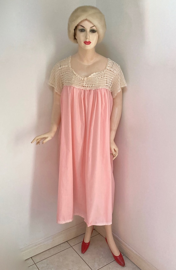 Hand Made Chemise style Nightgown with Antique Han