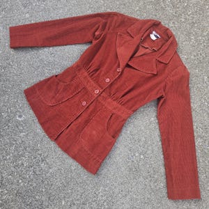 SUPER Cute Vintage 1970s Rust Coloured CORDUROY Jacket - Size Small