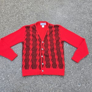 Vintage Red 1970s DEADSTOCK Classic Child&#39;s CARDIGAN SWEATER by &quot;Bacchi&quot; size 14
