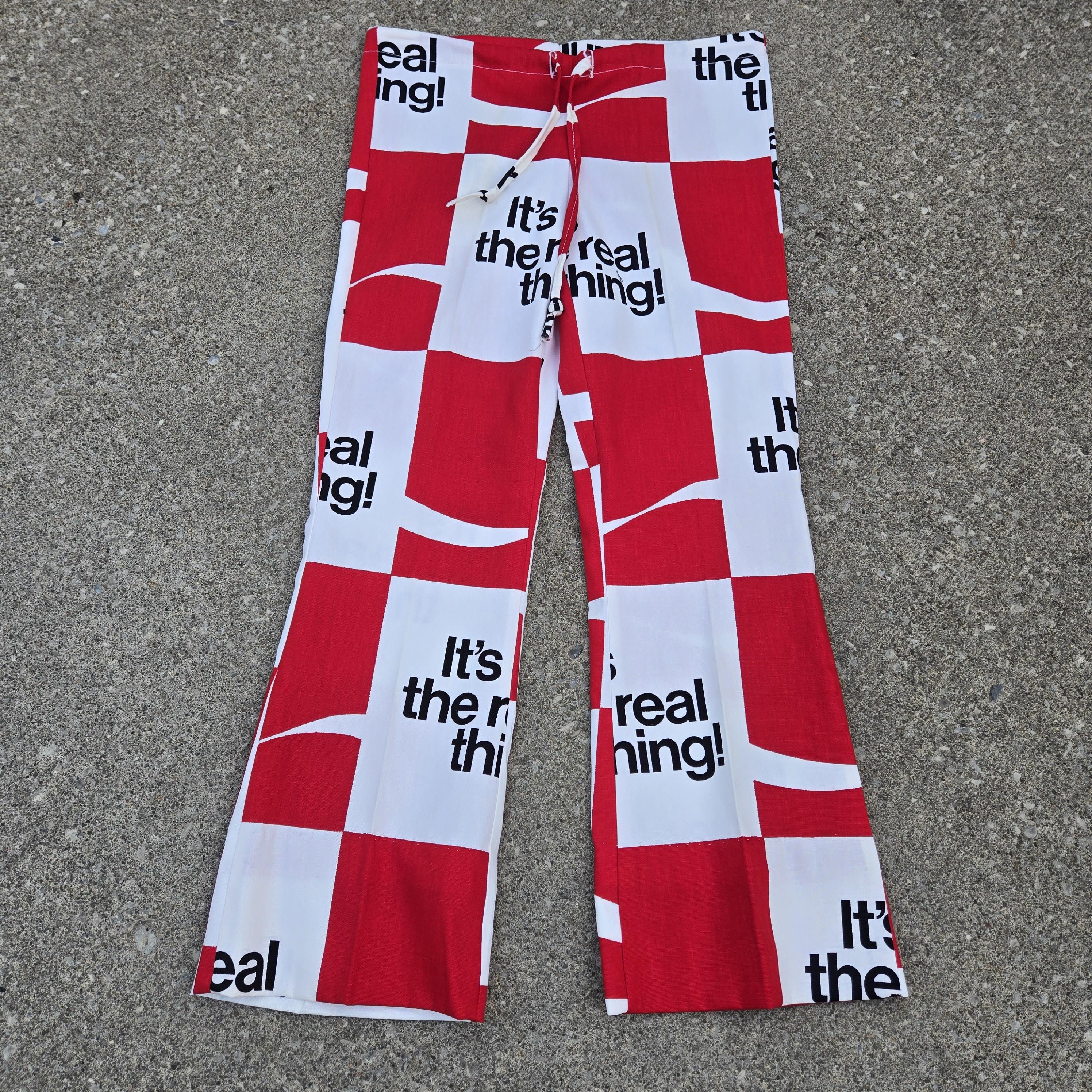 70s coca cola コカコーラ　パンツ　vintage 70s Coca-Colaコカコーラ ロゴ 総柄 コットンパンツ - Sixpacjoe