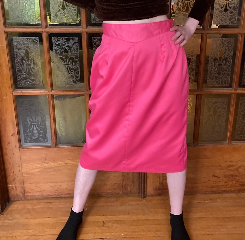 BUBBLEGUM PINK 1980s ROCKABILLY Pencil Skirt size Medium