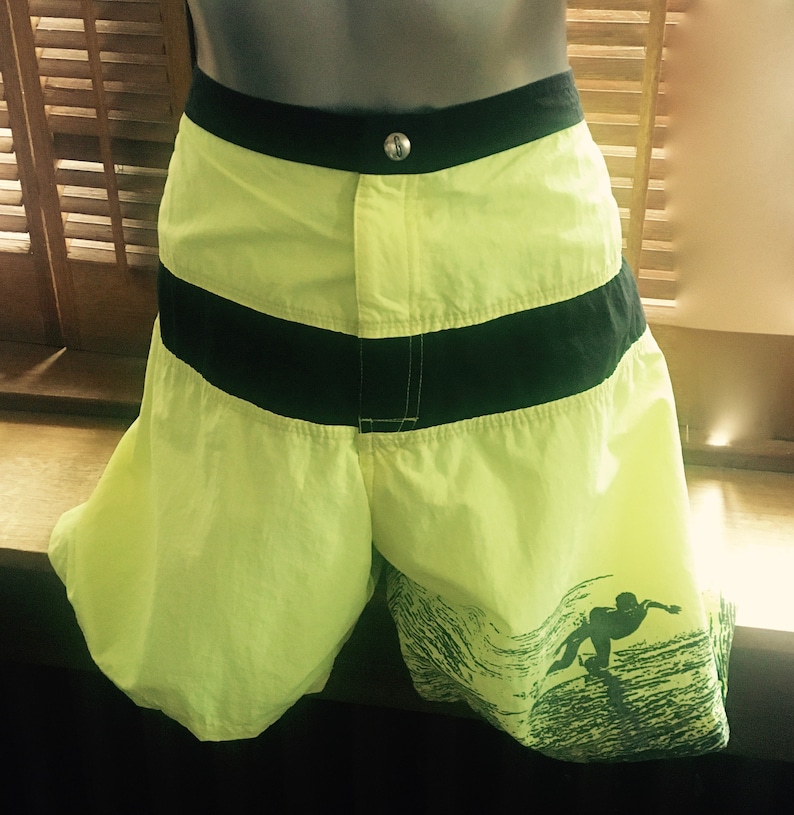 Made in the USA 1980s Bright NEON Surf shorts by GOTCHA size 34