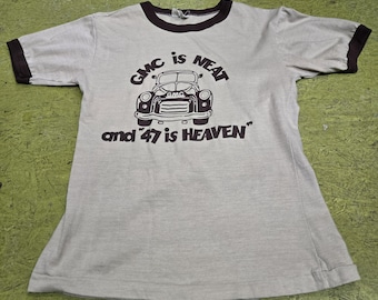 ADORABLE Vintage 1970s 1947 GMC RINGER T-Shirt Size Medium