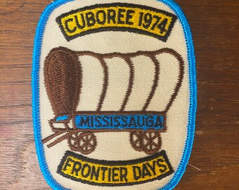 VINTAGE 1970s Boy Scouts Canada “CUBOREE 1974, MISSISSAGUA Frontier Days” Woven Patch
