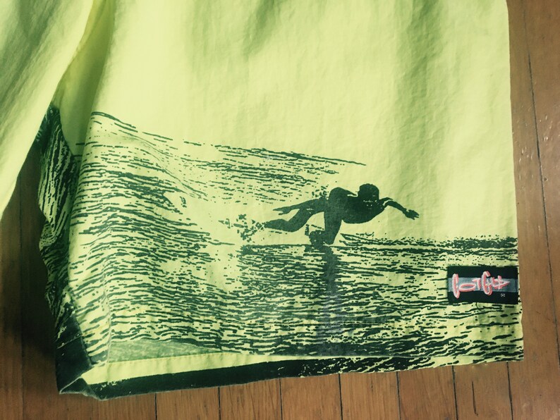 Made in the USA 1980s Bright NEON Surf shorts by GOTCHA size 34