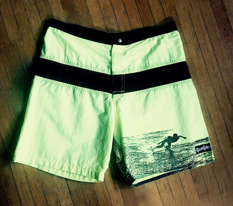 Made in the USA 1980s Bright NEON Surf shorts by GOTCHA size 34
