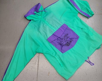 VINTAGE 1980s/90s VIBRANT Half Zip WINDBREAKER by Speed Sail in size Large