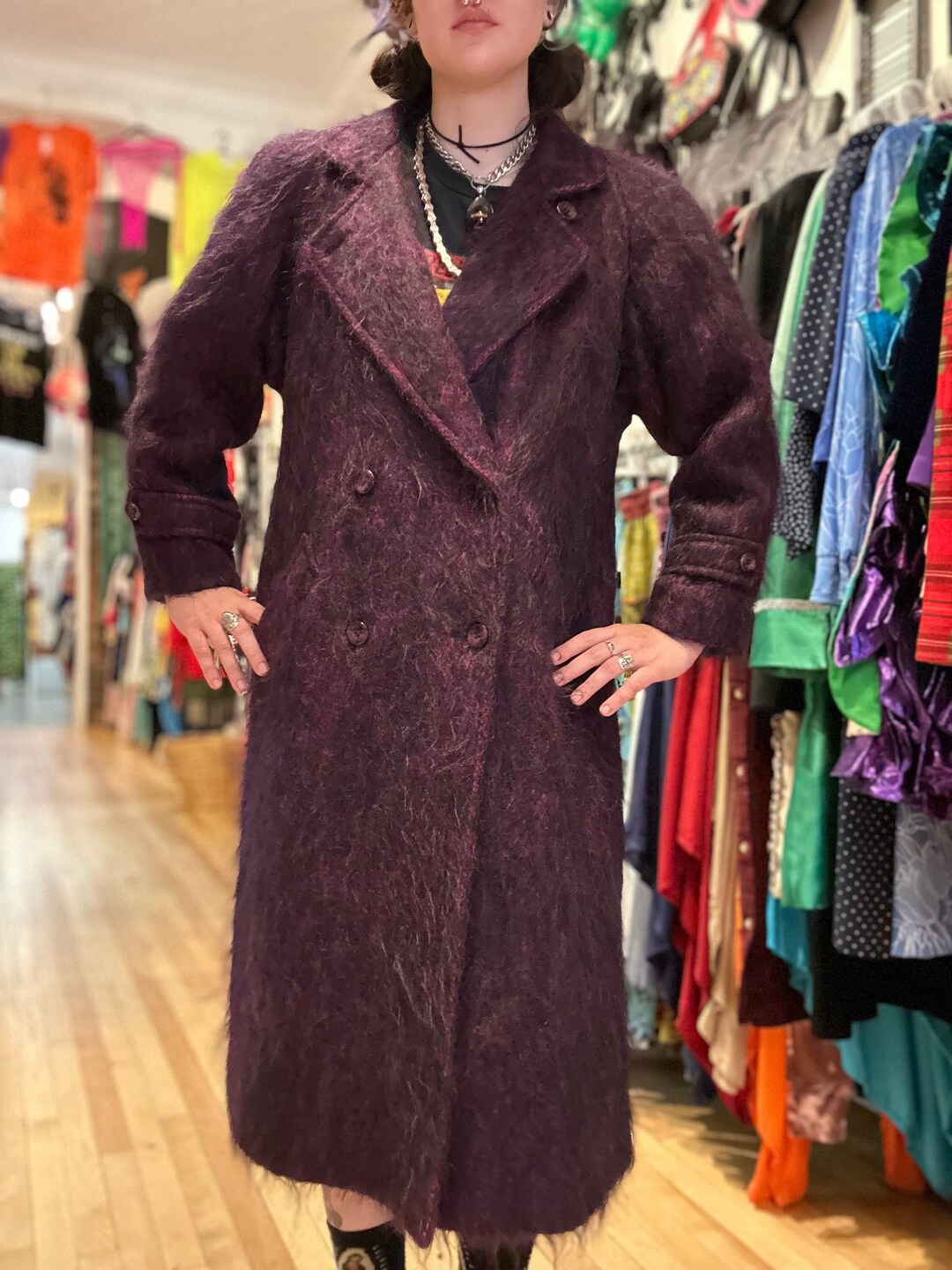 GORGEOUS Vintage Purple MOHAIR Coat UNION Made in Canada by Mallia