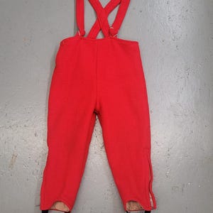 Vintage 1960s CHILDRENS Red WINTER Wool OVERALLS Size Medium