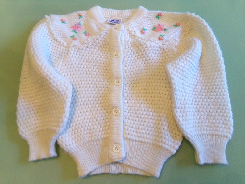 Vintage 1980s ADORABLE child's cardigan sweater by QUILTEX size 3 image 1