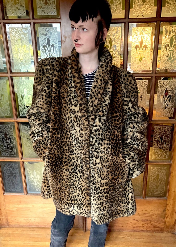 FUN FUR LEOPARD Chetah 1980s vintage Swing coat s