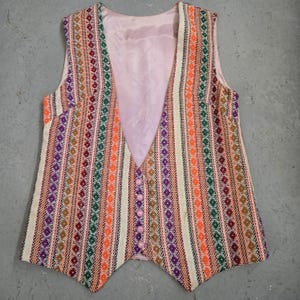 Wonderful WOVEN Vintage 60s Colourful VEST in a size Medium