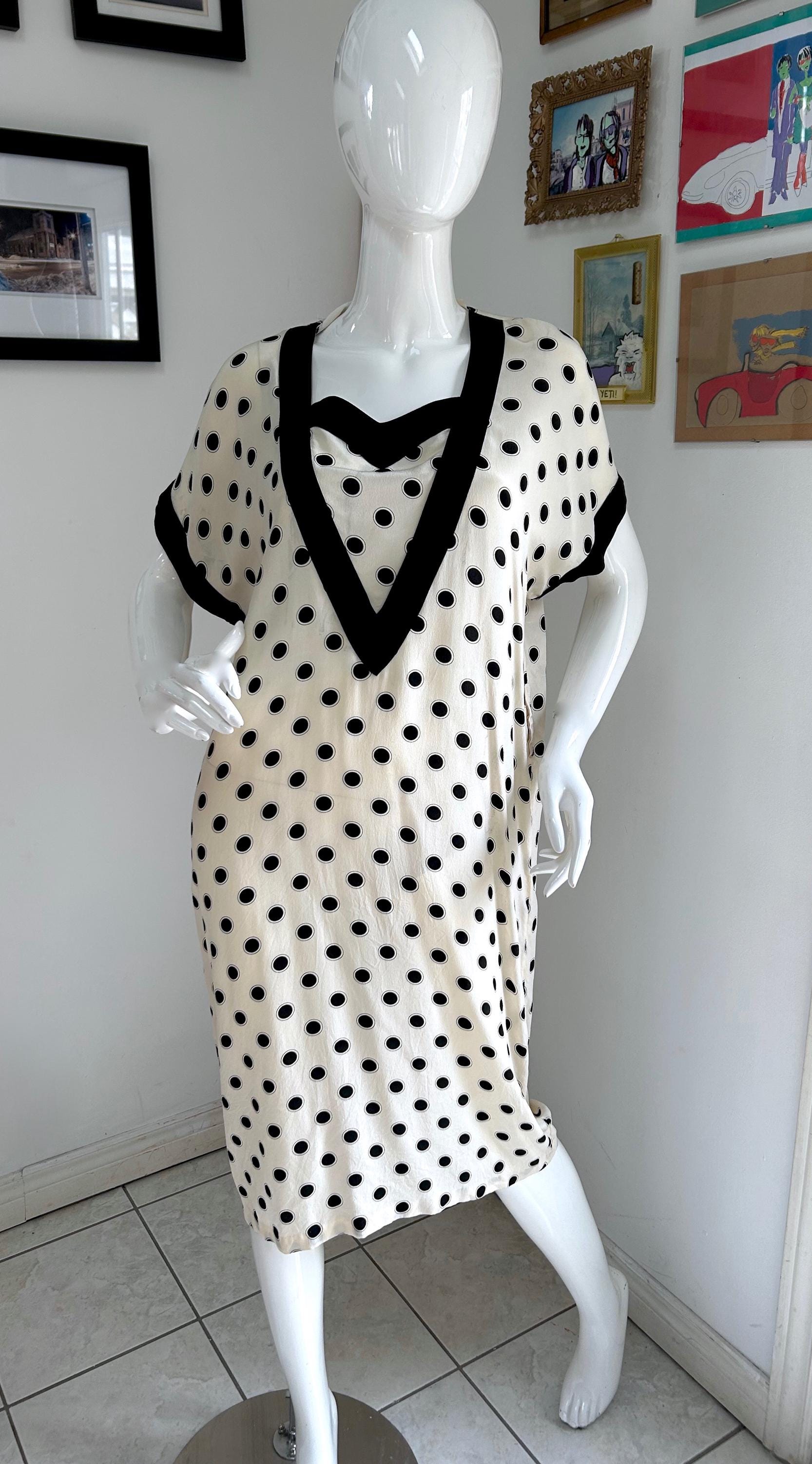 MOOIE Vintage japon uit de jaren 80 tot jaren 20 met POLKA DOT-jurk maat Medium