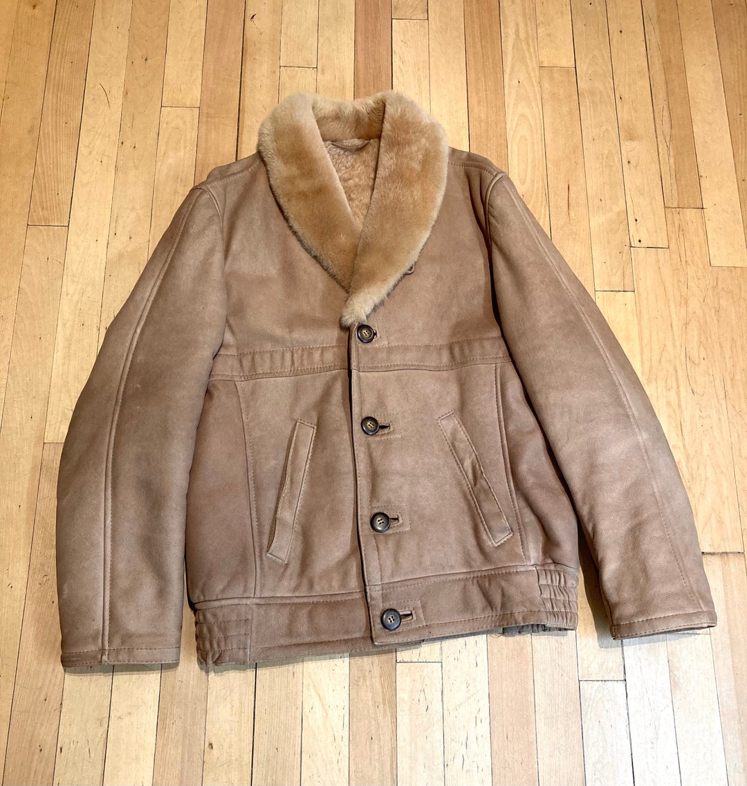 Vintage Tan SHEEPSKIN Coat With FUR Collar Made in Montréal Etsy