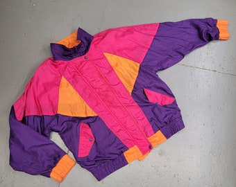 Totally TUBULAR NEON 80’s Spring JACKET by Casual Club Size Large