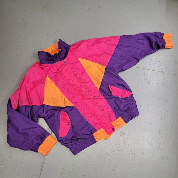 Totally TUBULAR NEON 80’s Spring JACKET by Casual Club Size Large