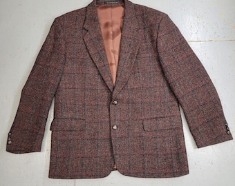 Snazzy Vintage 50/60's HANDWOVEN Wool Sports Coat By "HARRIS TWEED", Size 40