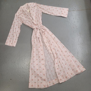 1960s VINTAGE Full Length Light FLORAL HOUSECOAT Size medium