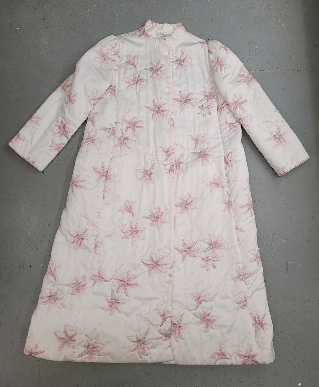 1980s VINTAGE EATONS Quilted Floral HOUSECOAT Size Large Etsy