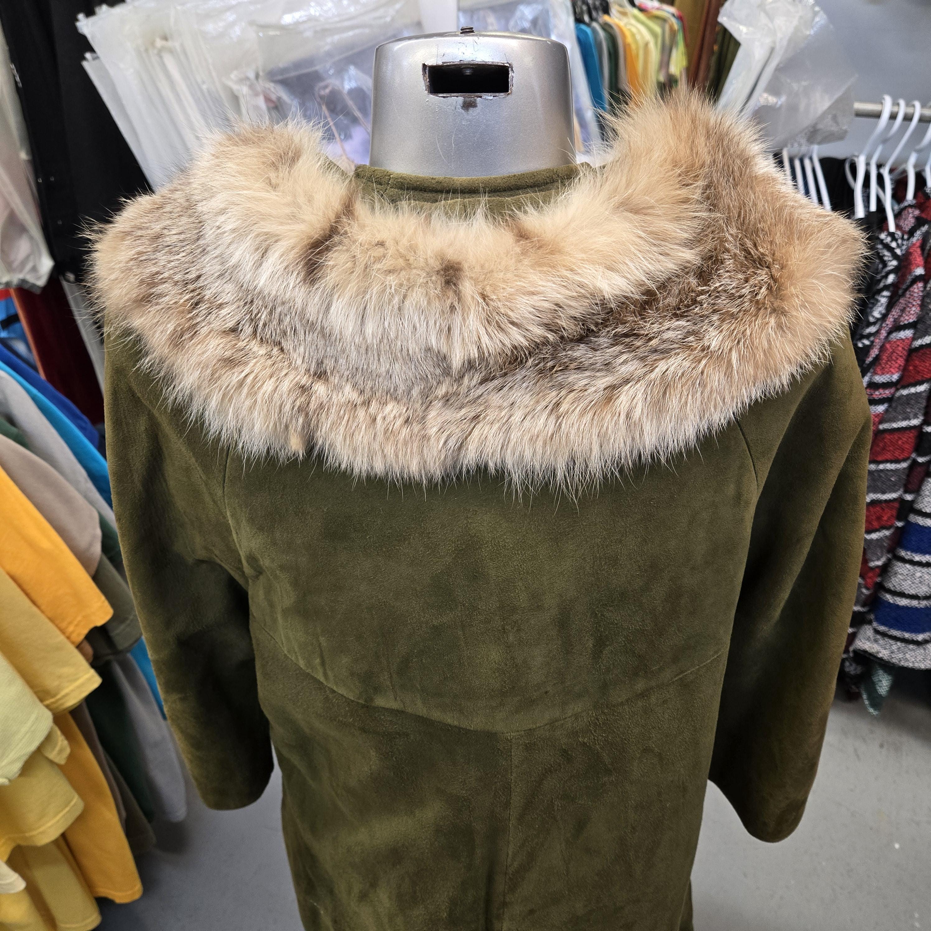 美品】オリーブグリーン スエード ファー付きジャケット 【公式通販 