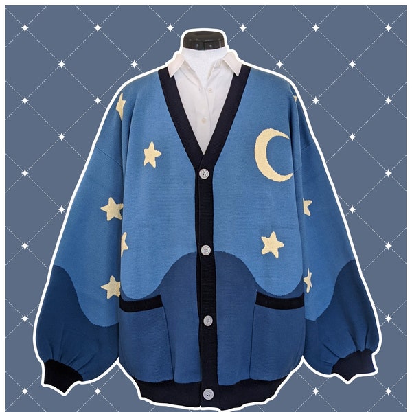 Unisex Oversized Starry Night Cardigan