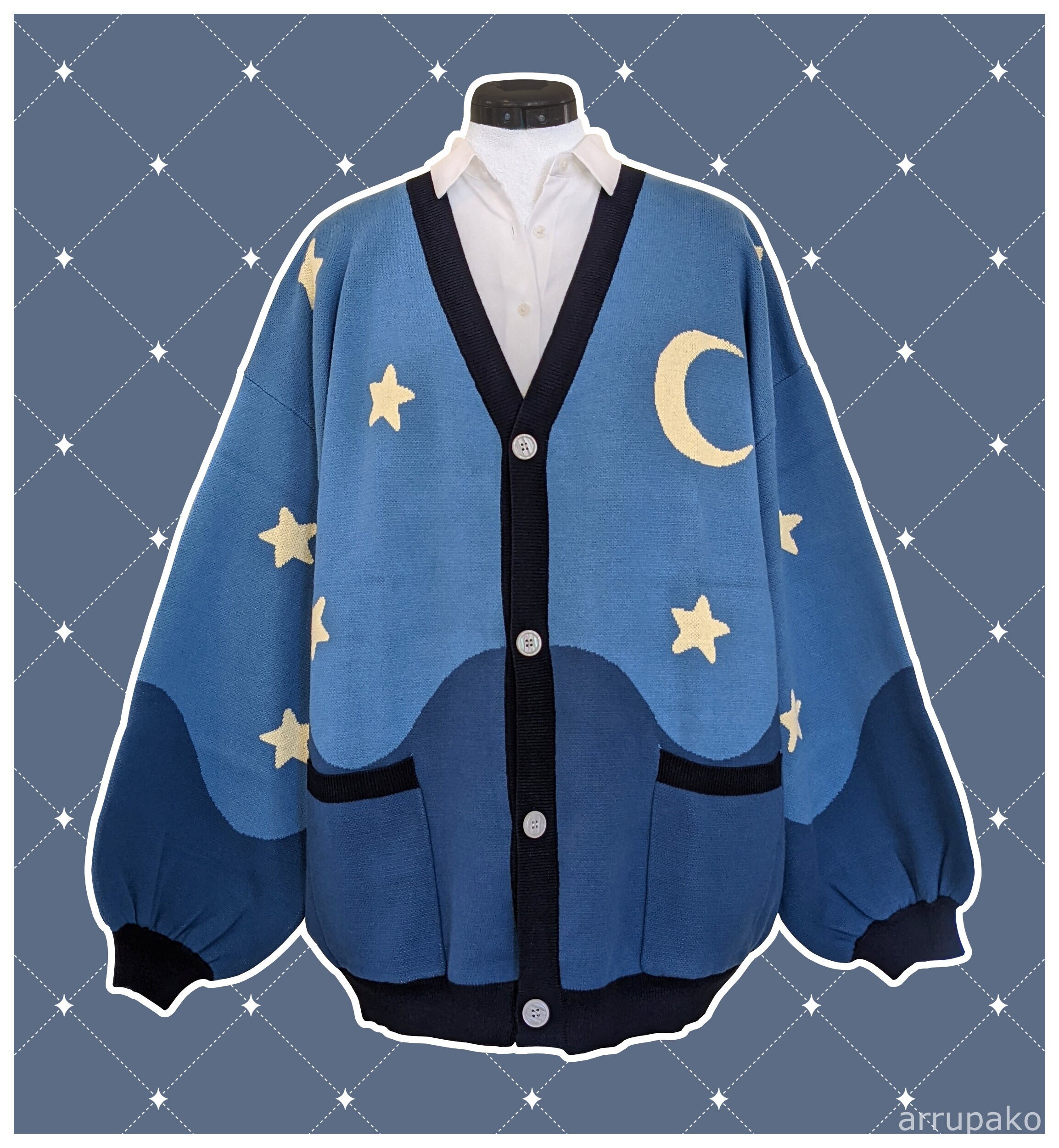 Unisex Oversized Starry Night Cardigan - Etsy