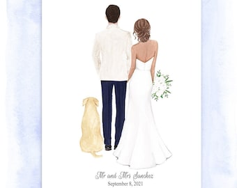 Bride and Groom personalized card, Wedding Printable Card, Wedding Card Custom Couple Illustration - Personalised print, DIGITAL DOWNLOAD