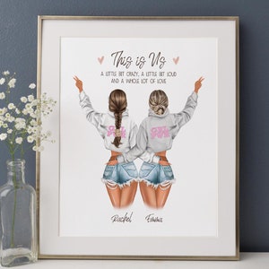 Personalized Best Friends Portrait, Best Friends Birthday Gift, Custom Friends prints, Personalised Gift For Besties, DIGITAL